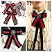 Rhinestore Crystal Women/Men Pre Tie Striped Ribbon Collar Tie Brooch Pin