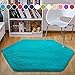 junovo Ultra Soft Rug for Nursery Children Room Baby Room Home Decor Dormitory Hexagon Carpet for Playhouse Princess Tent Kids Play Castle, Diameter 4.6 ft, Teal Blue