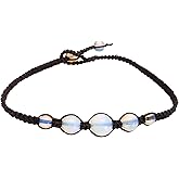 Infinityee888 Opal Moonstone Anklet Bracelet Macrame Braided woven wax cord adjustable Anklet for Men, Women, teen -NYAKOP1