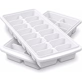 2 Pack 32-Slot White Stackable Mini Ice Cube Tray for Freezer | Easy Release Rectangular Plastic Ice Tray - Large Freezer Trays for Iced Coffee, Cocktails, Baby Food &amp; Meal Prep