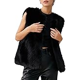 PEHMEA Women's Faux Fur Vest Sleeveless, Fluffy Fuzzy Open Front Cardigan Jacket for Winter Fashion Outerwear Coats