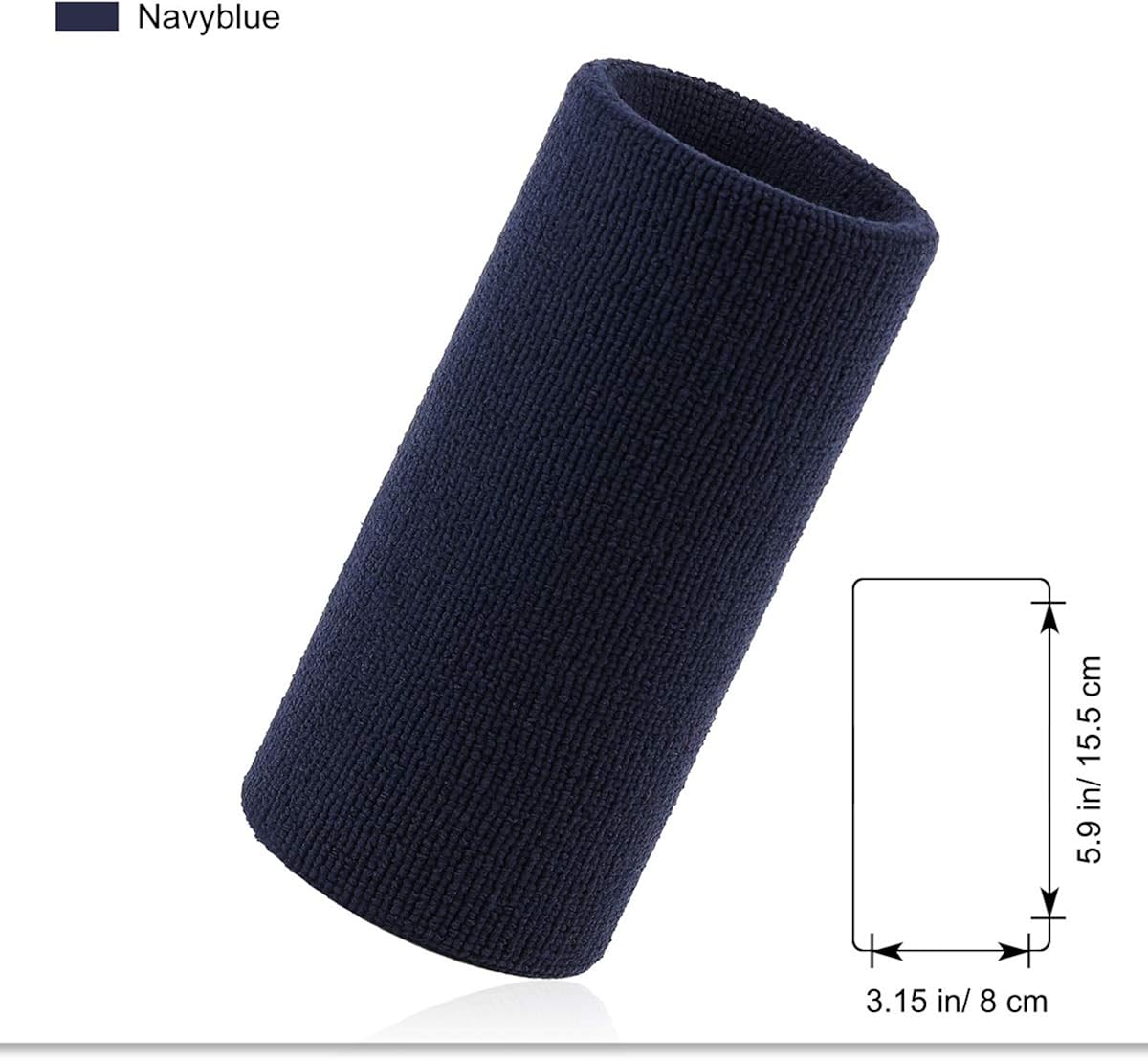VENI MASEE 6 Inch Long Thick Wristband/Sweatband for Tennis And Other Sports 1PC/2PCS PACK, Navyblue(2Piece) - Image 3