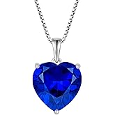 Aprila Women Heart Necklace 925 Sterling Silver 13 * 13mm Birthstone Pendant with Chain 5A Cubic Zirconia Jewelry