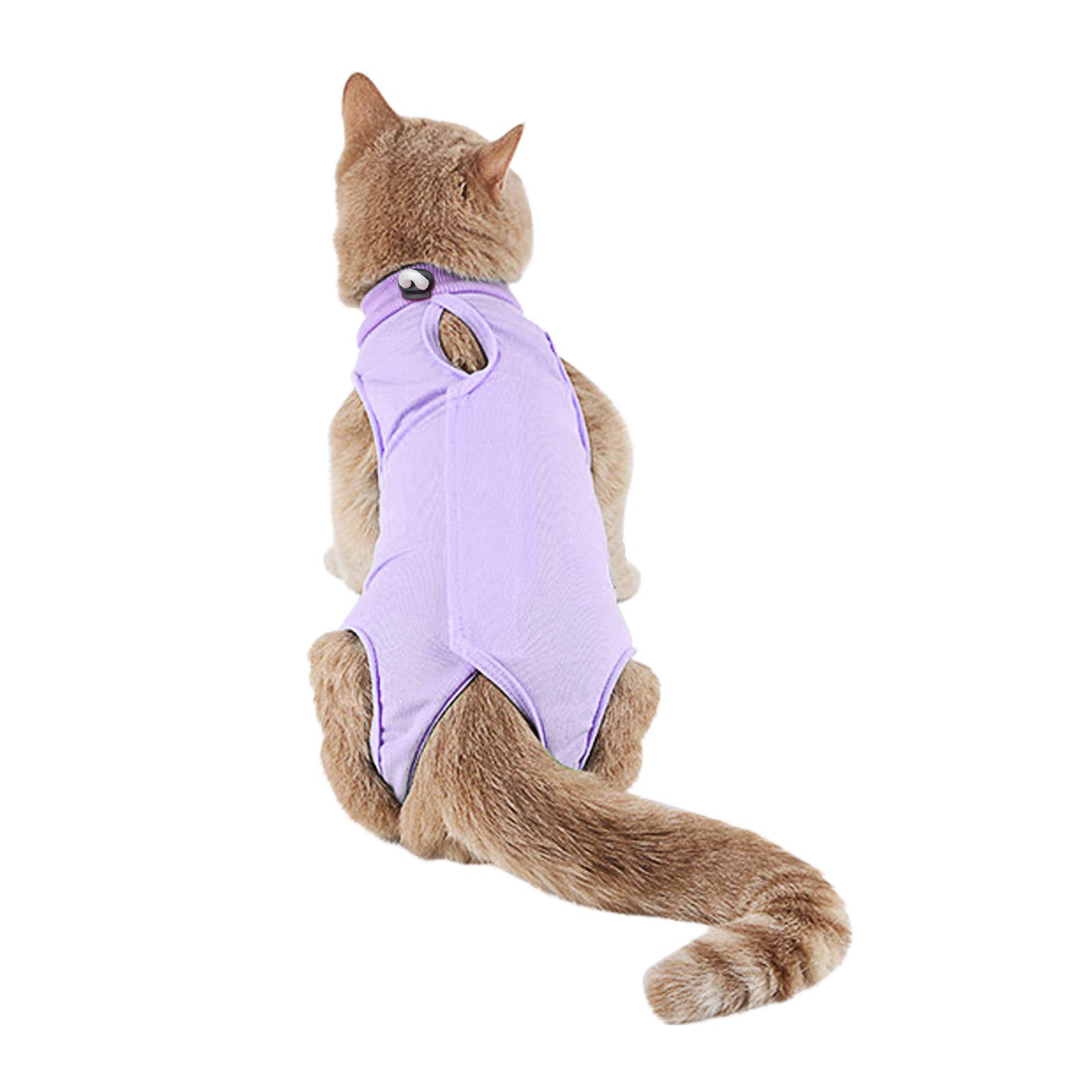 Kitten Onesies,Cat Recovery Suit for Abdominal Wounds or Skin Diseases,After Surgery Wear Anti Licking Wounds,Breathable E-Collar Alternative for Cat Purple L