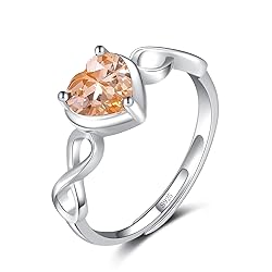 Shysnow Citrine Birthstone November Topaz Ring for