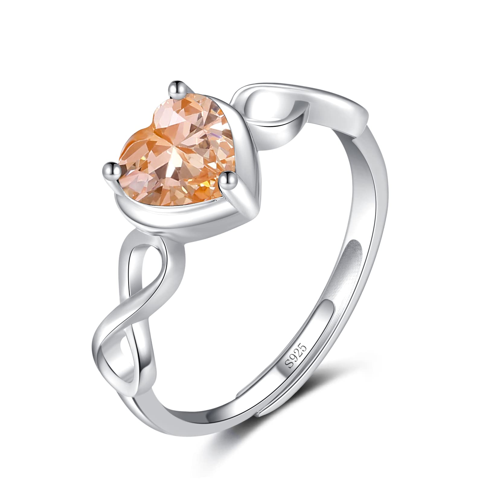 Shysnow Citrine Birthstone November Topaz Ring for