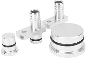 Acouto PCV Reroute Fitting Kit with Port Plug Resonator Plug, Fit for GM Duramax 6.6L 2004.5-2010 (Silver)