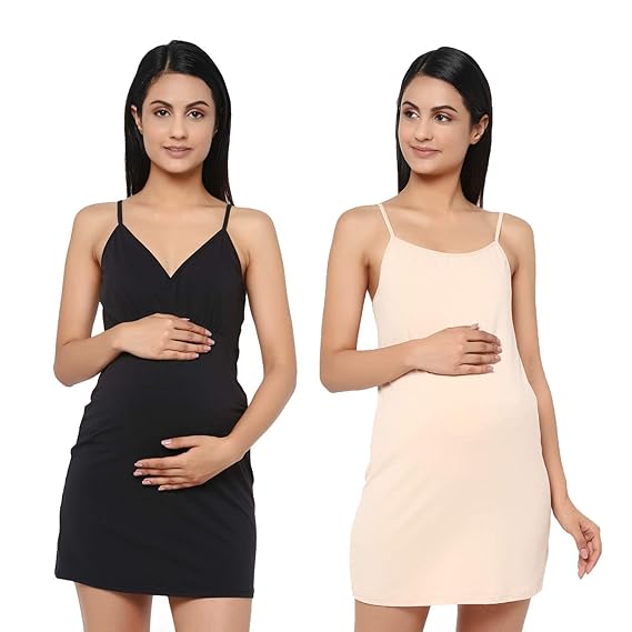 Pack of 2 Maternity Spaghettie - Black & Skin