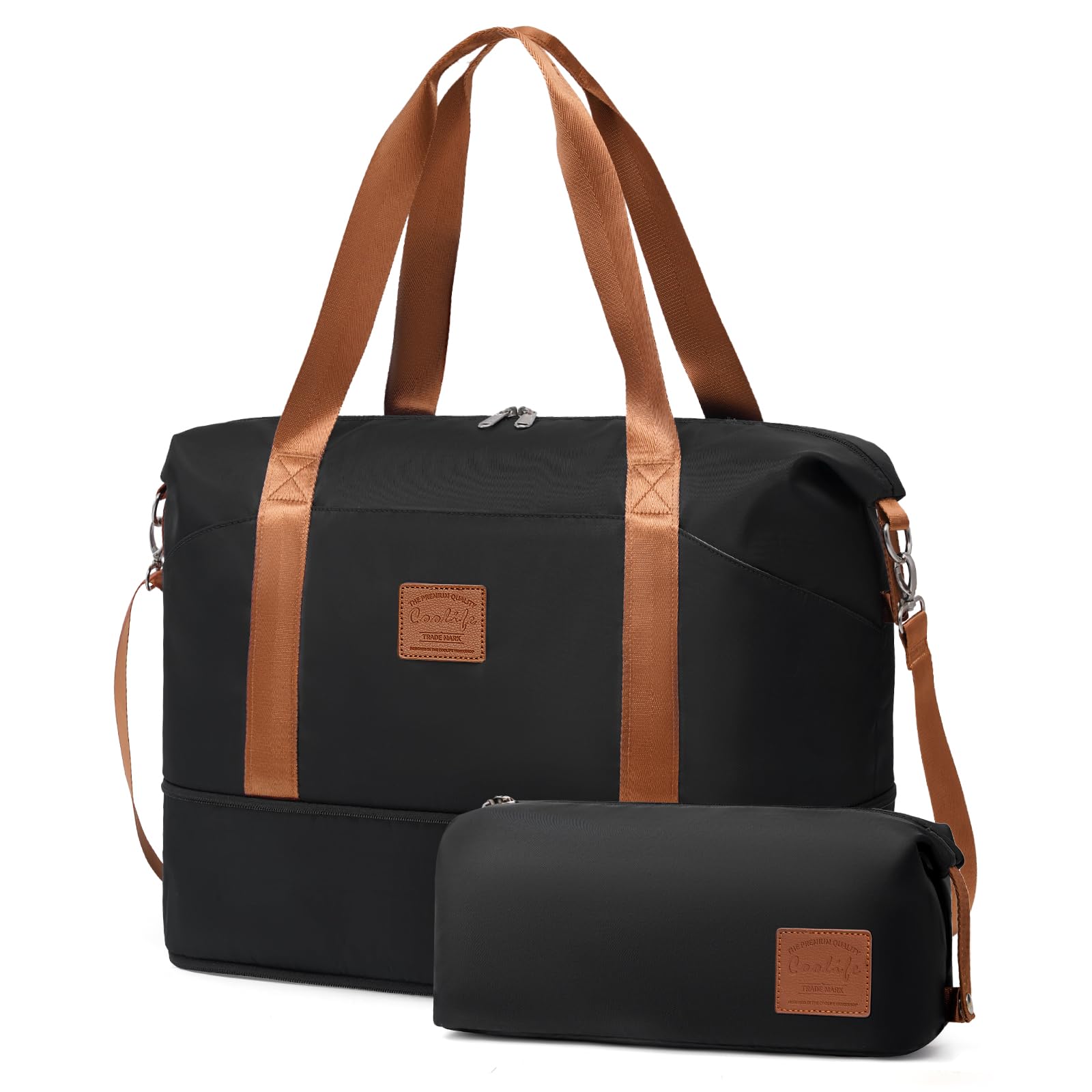 COOLIFE Ryanair Cabin Bags 40x30x20 for Weekend Travel and Short Trips, 270D Oxford Lightweight Carry On Luggage, Underseat Cabin Bag with YKK Zipper, 20-25L Expandable Travel Bag (Black)