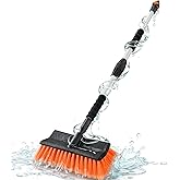 ARTIPOLY 51" Car Wash Brush with Long Handle, Flow-Thru Soft Bristle Car Washing Brush with Extendable Handle and Hose Attachment and On/Off Switch for Car, RV, SUV, Truck, Boat, House Siding