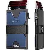 RUNBOX Slim Card Holder Wallet for Men, Minimalist RFID Blocking Wallet with Pop-Up Function, Ultra-Thin Design, Metal Business Card Cases holds 6+6 Cards, Gifts for Men, Men's Accessories