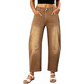EVALESS Womens Baggy Barrel Jeans High Waisted Wide Leg Boyfriend Denim Ankle Pants