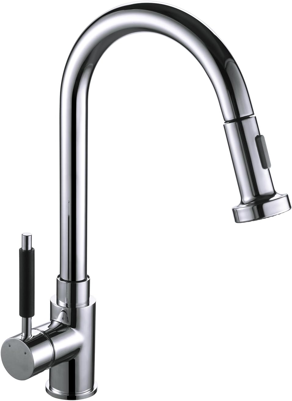 [Pull Out Kitchen Faucet] Hapilife Single Handle Sink Mixer Faucet, Swivel Spout Two Functions Spray Chrome