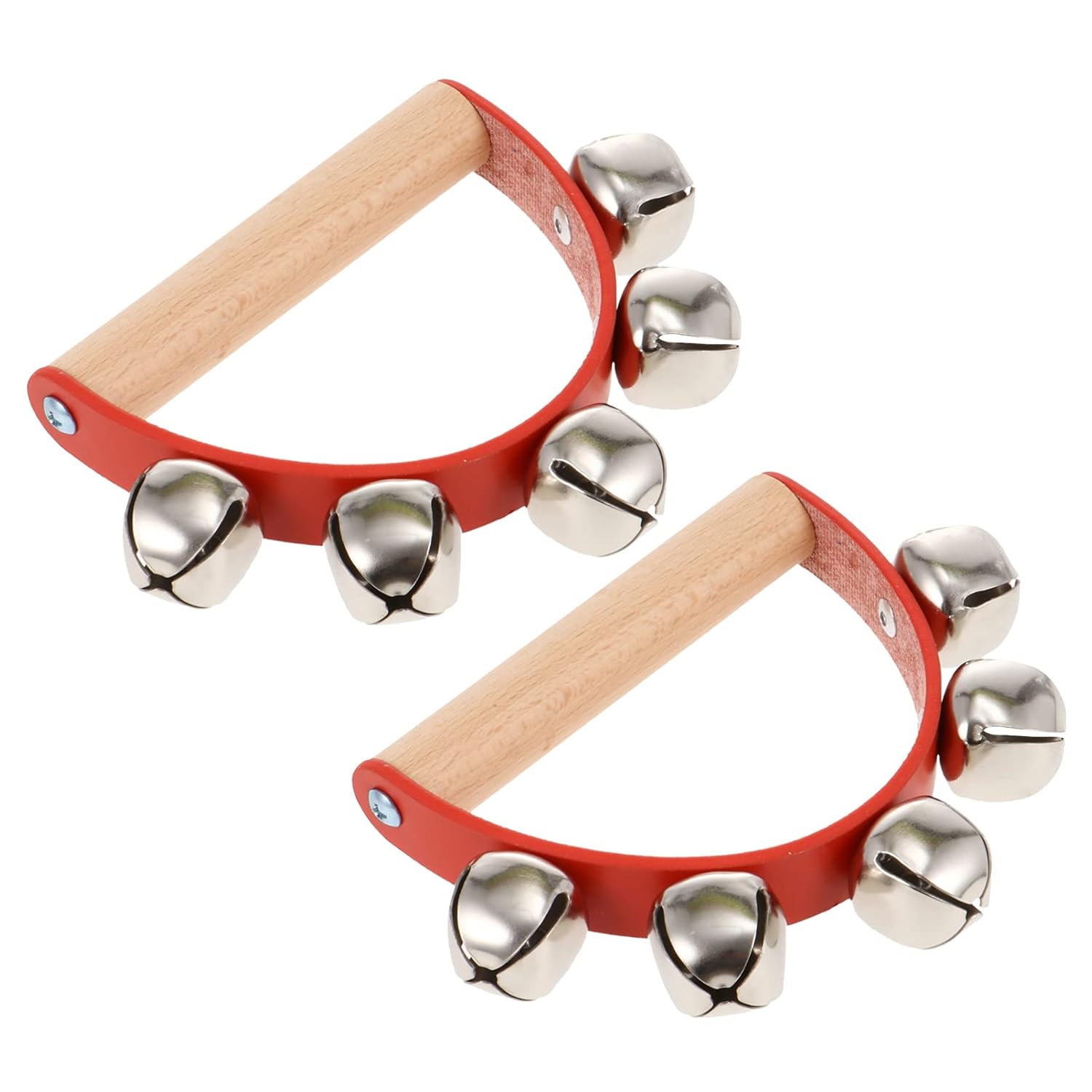 HEALLILY 2Pcs Handheld Sleigh Bells Red Wooden Handle Amazon.in Electronics