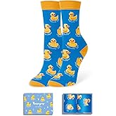 HAPPYPOP Rubber Duck Cat Cow Gifts - Funny Duck Cat Socks for Boys Girls Kids 10-12 Years