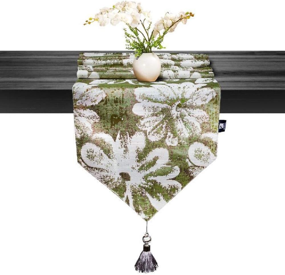 Artbisons Green Table Runner 95x13 Inches Linens Cotton Thickly Handmade