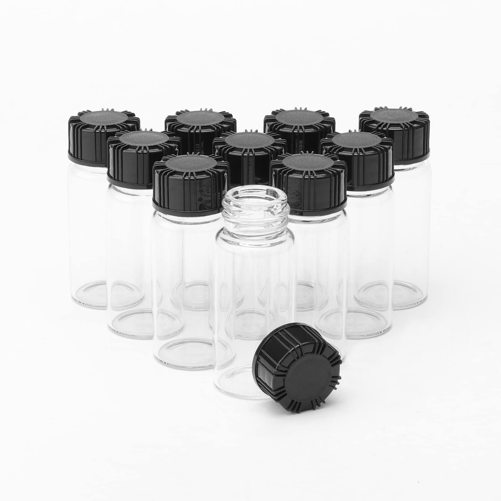 Glass Vials Clear Bottles Liquid Sample Collection Bottles Liquid Containers Screwcap Capacity 10ml (0.3 Oz) Pack of 10