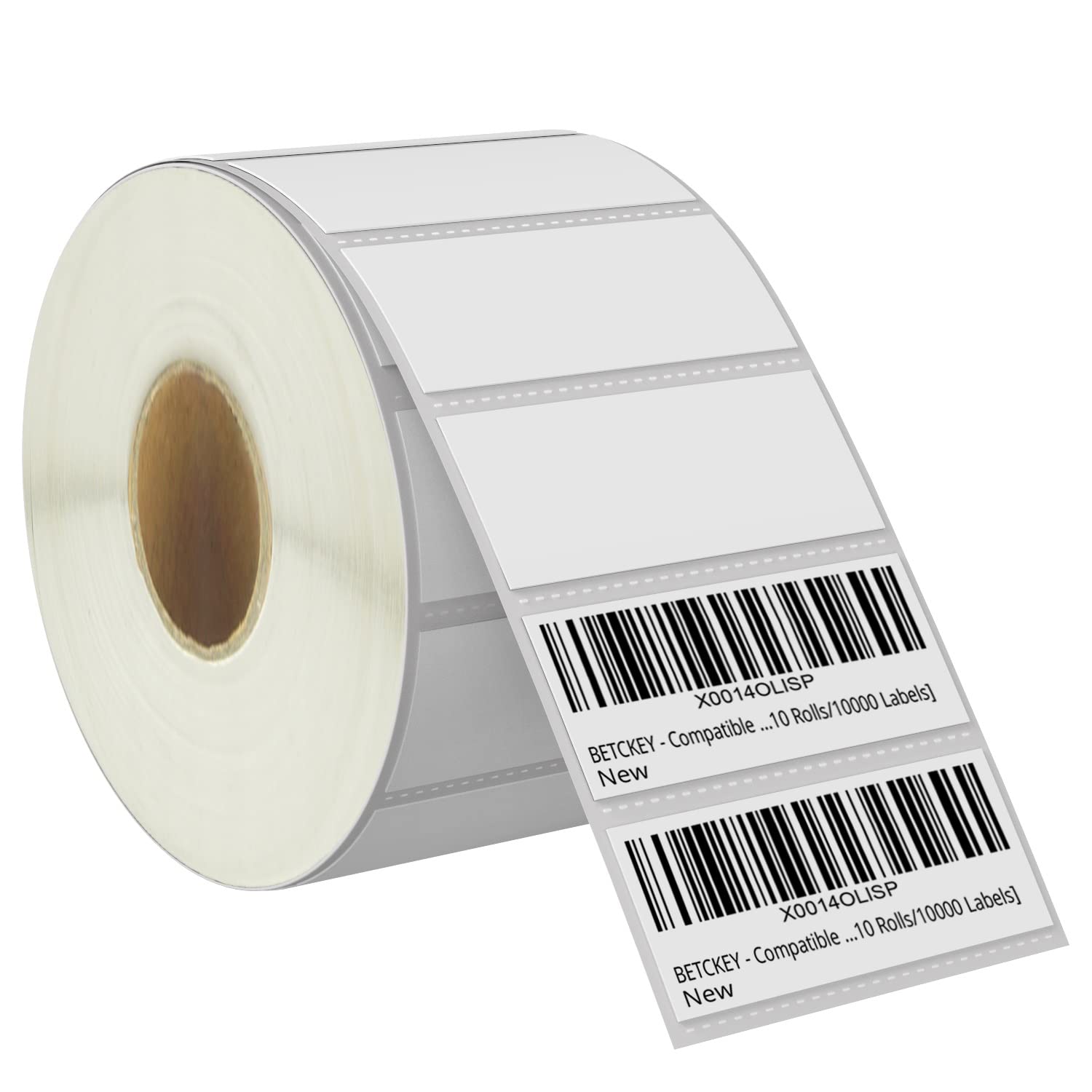 BETCKEY - 64mm x 25mm(2.5 in x 1 in) Multipurpose & Barcode Thermal Labels, 1380 Perforated Stickers per Roll Compatible with Zebra & More Printers [1 Roll/1380 Labels]