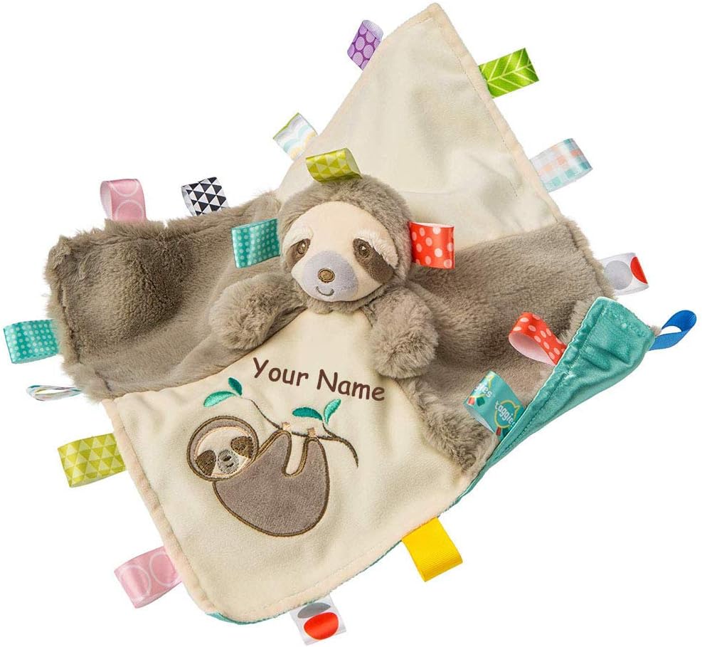 Personalized Taggies Molasses Sloth Character Sensory Blanket Snuggle Blanky - 13 Inches