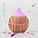 PRIBUY 200ml Humidifier, Humidifer with Bluetooth Speaker, 7 Color Soothing LED Lights, Ultrasonic Cool Mist Wood Grain Humidifier, Waterless Auto Shut-Off