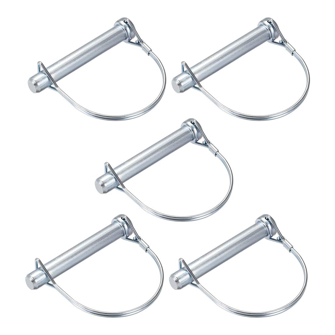 sourcing map Shaft Locking Pin - 12mm x 80mm Coupler Pin for Farm Trailers Wagons Lawn Garden in Arch Round 5Pcs