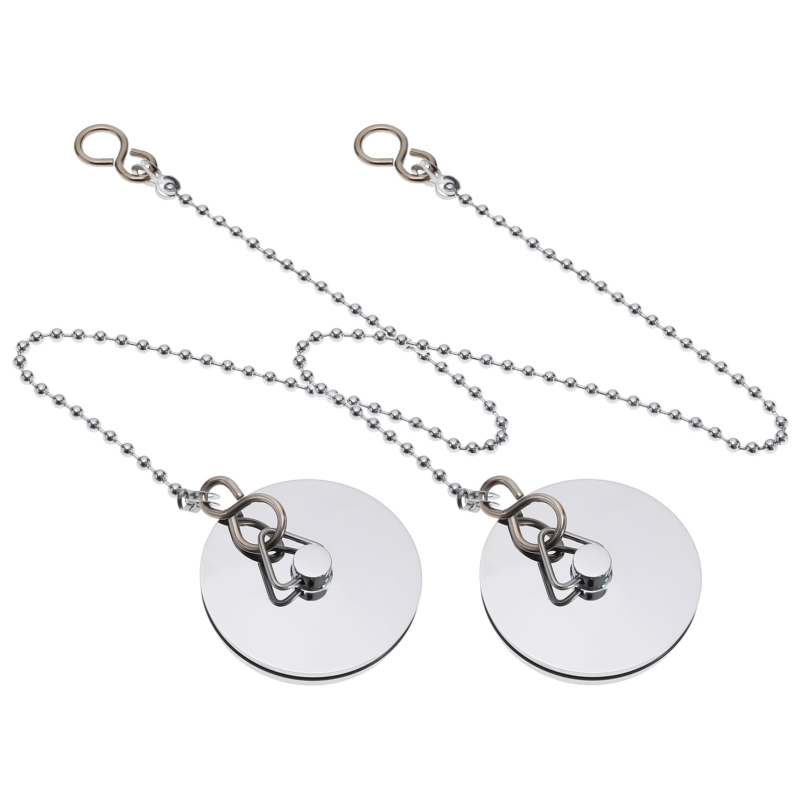 ECSiNG 2Pcs Bath Sink Plug Chrome Bathtub Sink Stopper Metal Drain Plug Accessories for Home Hotel Bathroom 45mm/ 1-3/4 Inch Silver