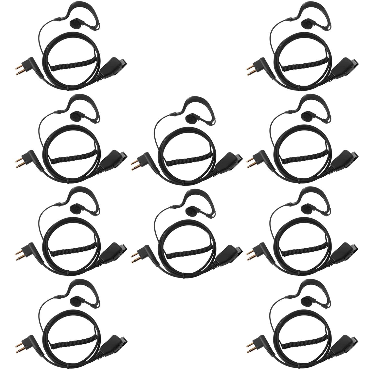Photo 1 of KANMIT Walkie Talkie Earpiece Headset for Motorola Radio cls1410 cls1110 bpr40 cp200 cp200d cp185 cp100 rdm2070d with PU G Shape Spring Wire Ear-Hook and PTT mic, 10 Pack