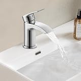 Hapilife Basin Taps Waterfall Mono Chrome Brassed Monoblock Sink Mixer Tap G1/2 view 2