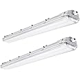 BRILLIHOOD 4Ft LED Vapor Tight Light Fixtures, 48W, 4200LM, 6500K Bright White, Clear Cover, IP65 Waterproof Vapor Proof Lights for Car Wash, Garage, Walk in Freezer, Indoor Outdoor Lighting, 2-Pack