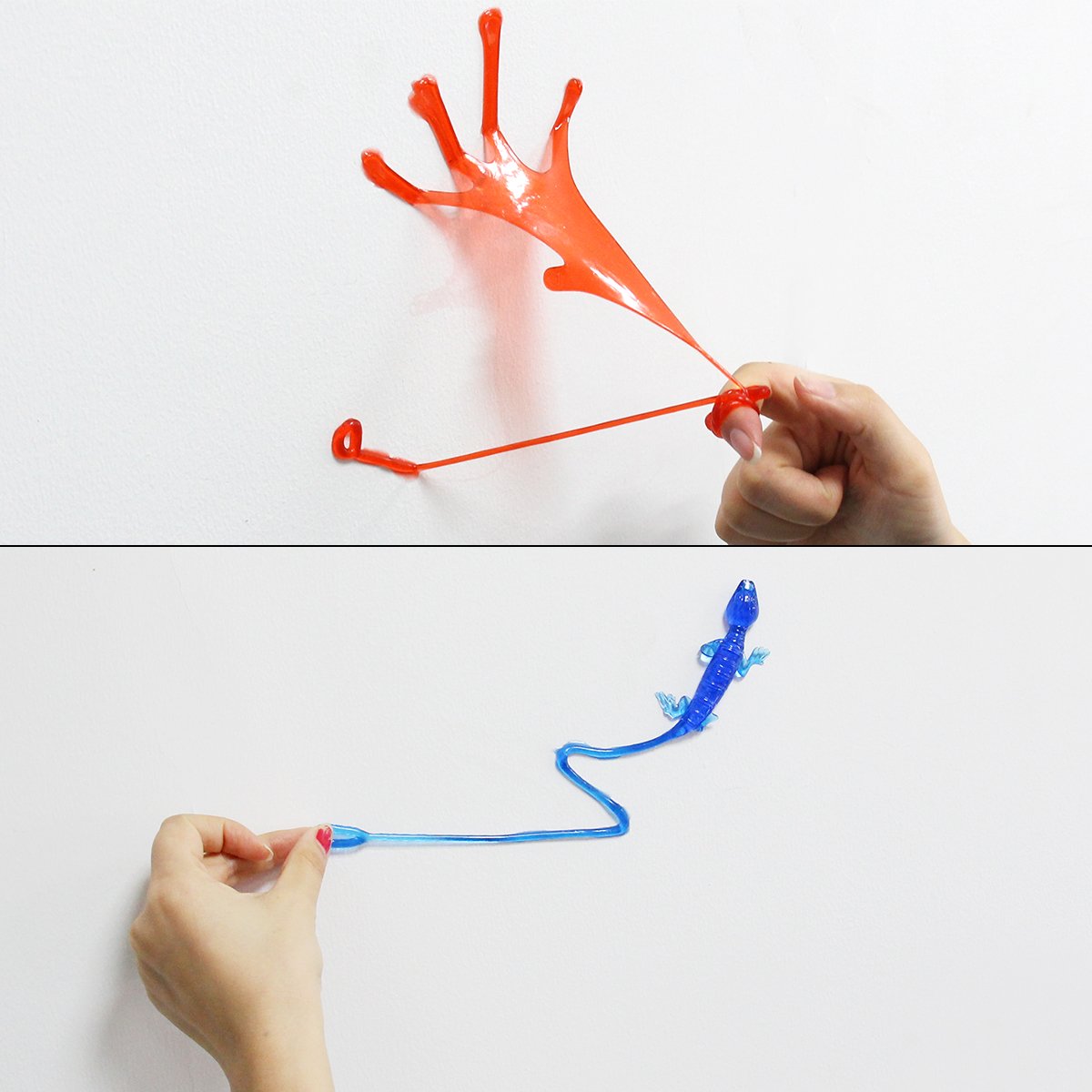 72 x sticky jouet gluante mélange de jouets collantes petit cadeau l\'anniversaire d\'enfant strechy, élastique, amusant couleurs vives - Mains, Escalade murale Homme, Marteaux, Serpents, Grenouilles volantes, Lizards, Scorpions, souris noi