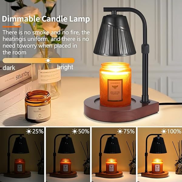 CERAMIC CANDLE WARMER LAMP WITH TIMER DIMMABLE ELECTRIC WAX MELT WARMER FOR JAR SCENTED CANDLES ADJUSTABLE HEIGHT MOTHERS DAY BIRTHDAY GIFTS FOR WOMEN MOM GRANDMA HOME OFFICES DECO LIGHT(BLACK)