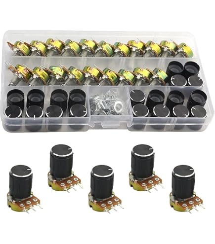 10-Pack Of 1K Ohm Linear Taper Rotary Potentiometers - B1K, 15mm Panel Mount (US Stock)