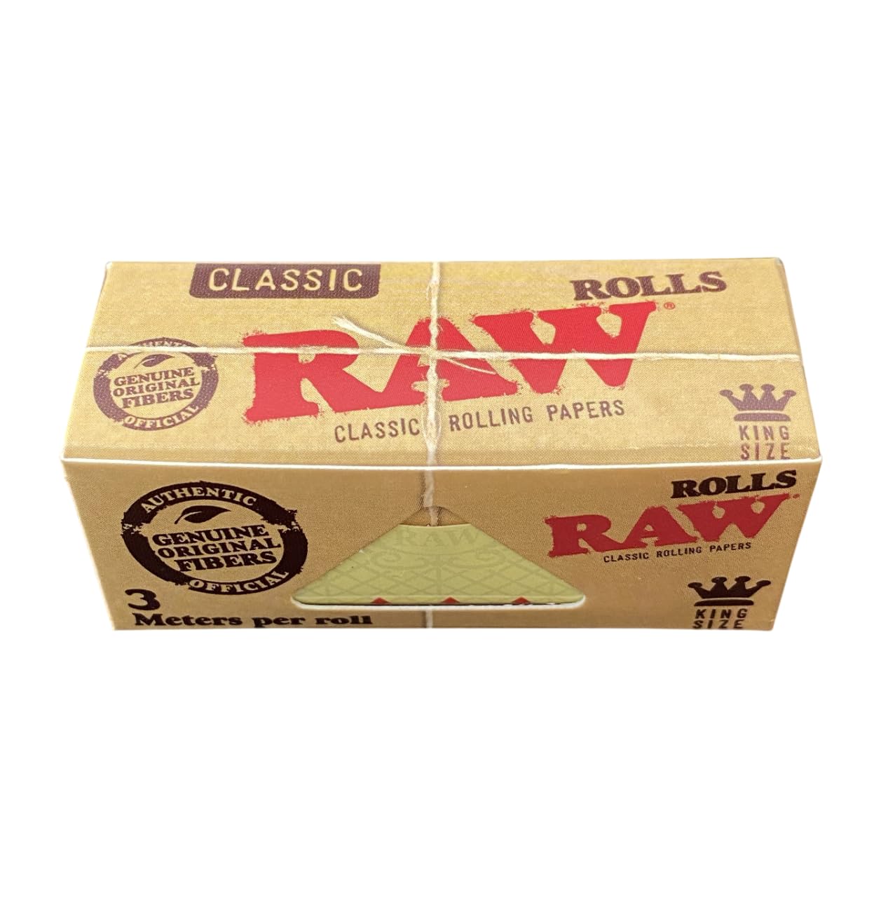 RAW KING SIZE CLASSIC NATURAL UNREFINED ROLLING PAPERS - 3 ROLLS BY TRENDZ
