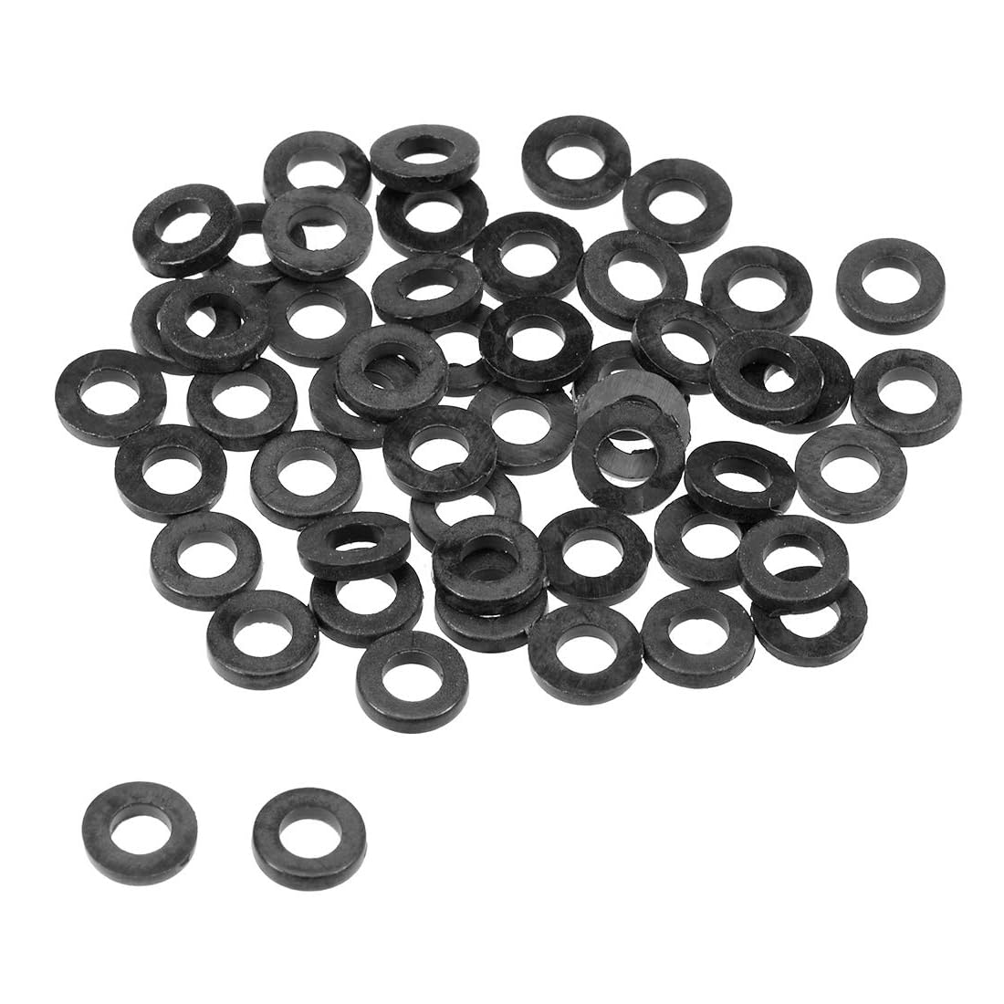 Unifizz 50Pcs Black Nylon Flat Washer Assortment Kit for Hose Bolt, Faucet Pipe, Valve or Gardening Maintenance or Retrofit (M2.5 x 5mm x 1mm)