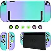 DLseego Protective Hard Case for Nintendo Switch 2 (2025), PC Grip Cover for Joy Con, Detachable JoyCon Controller Protectors-Shockproof& Scratch-Resistant Console Shell, 6 Thumb Grips - Purple Green