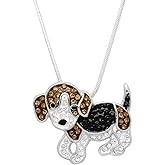 Falari Dog Pendant Necklace Rhinestone Crystal Rhodium High Polished J0672