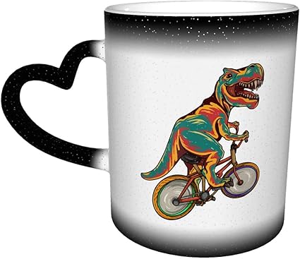 Amazon マグカップ 恐竜は自転車に乗ります 陶磁器 耐熱 熱に当たると変色する 大容量 おしゃれ コーヒーマグカップ かわいい 330ml 紅茶 飲み物 牛乳用 きれい デザイン 家 オフィス使用 Kinn ホーム キッチン