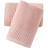 sense gnosis Pink Hand Towels Set of 2 Soft 100% Cotton Waffle Pattern Decorative Highly Absorbent Hotel Bathroom Hand Towel 13x29 Inch