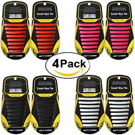 SENT CHARM No Tie Shoe Laces for Kids/Adults,16Pcs/pvc Silicone Rubber Tieless Elastic Slip Sneaker Shoelaces for Boots Board Shoes and Casual Shoes
