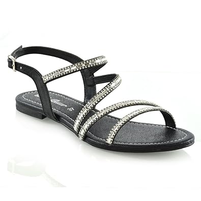 black sparkly sandals flat