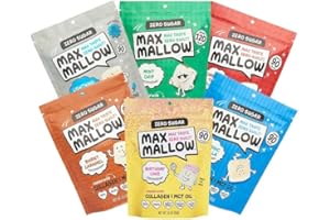 Know Brainer Max Mallow Variety Pack Guilt-Free & Zero Sugar Marshmallows - Low Carb, Zero Fat, Gluten-Free & Ketogenic Marshmallow Fueled with Collagen, MCT Oil & Prebiotic Fiber Pack of 6