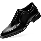 PUGHGAETZF Oxford Dress Shoes For Men Lace Up Apron Toe Round Toe Leather Block Heel Non Slip Low Top Wedding