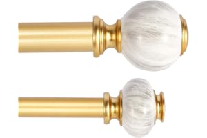 TiMi Marble White Ball 1 inch Windows Double Curtain Rod 48 to 84 inches, Adjustable Drapery Rods Heavy Duty Curtain Rods Set