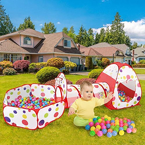 3-IN-1 Pop-Up Children Play Tent Kids Playhouse Tunnel Set Game House Multipurpose Play Tent for Toddlers Child Indoor & Outdoor Use