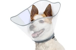 Supet Dog Cone for Dogs After Surgery, Comfortable Dog Cones to Stop Licking, Soft Dog Cone with Protect Neck Fabric, Protective Elizabethan Collar for Medium Small Dogs Transparent S