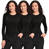 COZYFIT 3 Pack Scrub Undershirts Long Sleeve Women - Underscrub Comfort Tee