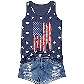USA Tank Tops Women American Flag Sleeveless Shirt Novelty Graphic 4th July Patriotic Shirt Vest Summer Racerback Top