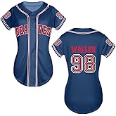 98 Baseball Jersey Shirt Women Fan Tshirts Country Vintage Jersey Button Down Short Sleeve Tops Active Shirts