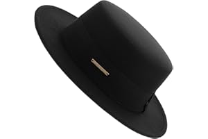 GAROZATION Unisex Flat Top Fedora Hat for Men and Women Soft Polyester French Style Bolero Hat with Short Wide Black