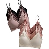 Verdusa Women's 6 Pack Wireless Bra Sets V Neck Padded Bralettes
